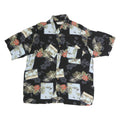 NATURAL ISSUE Mens Black & Green Floral Hawaiian Shirt L Vintage Style Casual