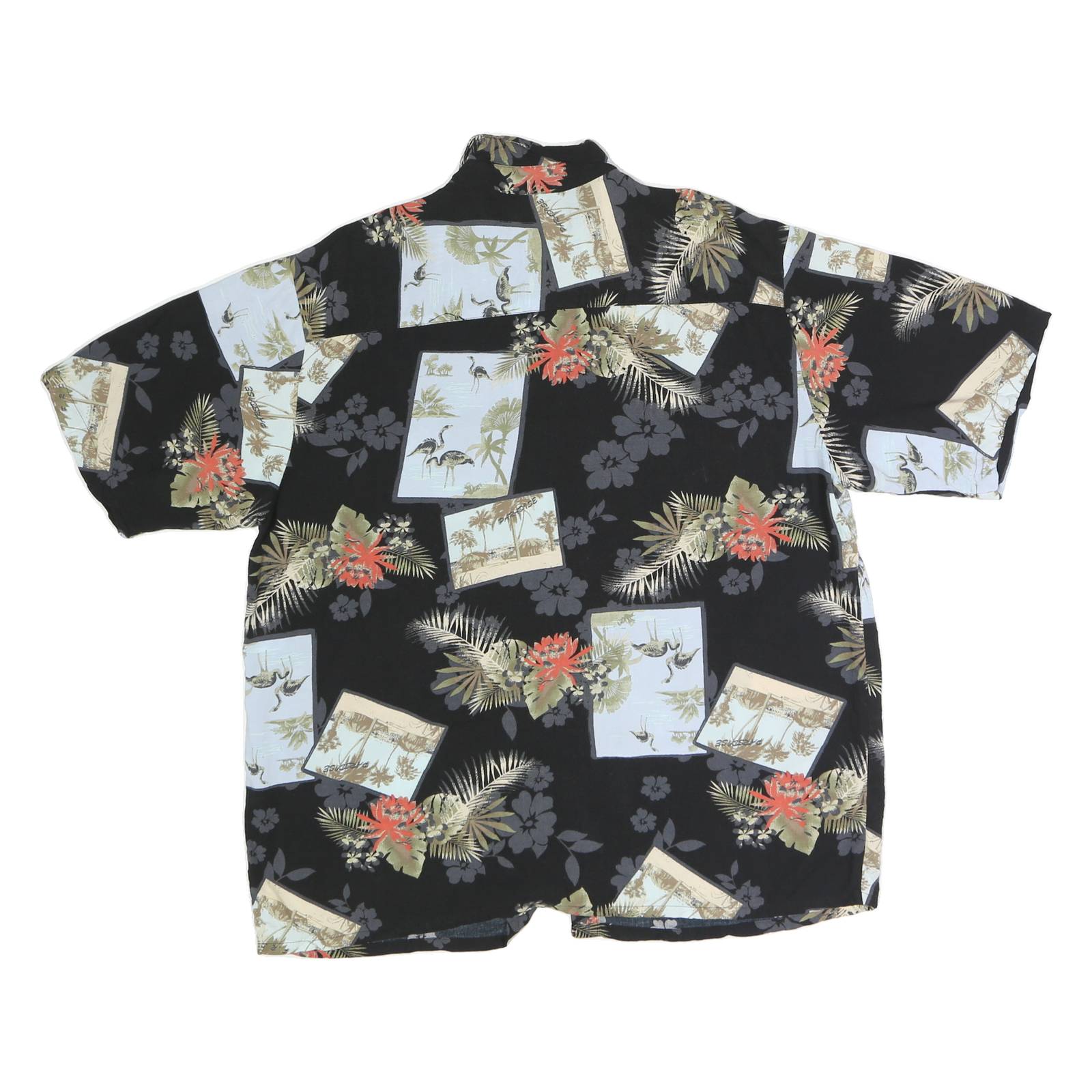 NATURAL ISSUE Mens Black & Green Floral Hawaiian Shirt L Vintage Style Casual