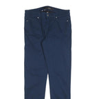 CALVIN KLEIN Womens Cotton Blend Navy Slim Straight Trousers W30 L30