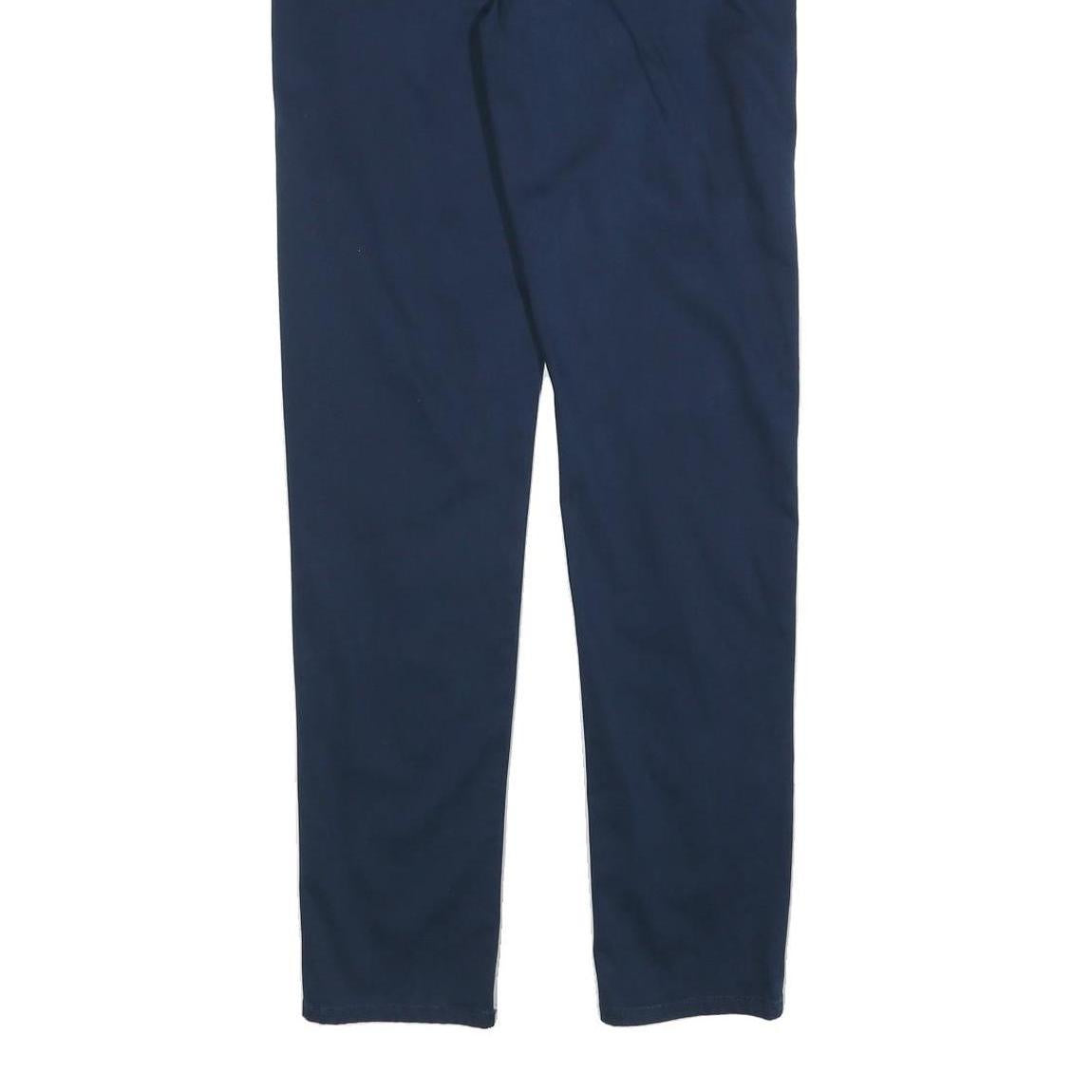 CALVIN KLEIN Womens Cotton Blend Navy Slim Straight Trousers W30 L30