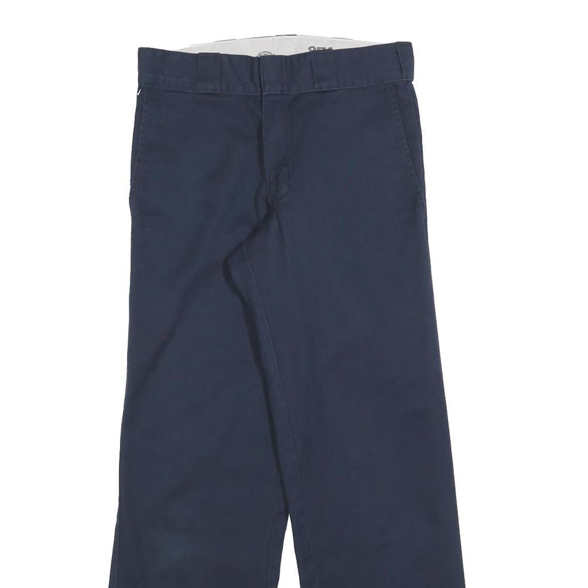DICKIES Mens Navy Relaxed Straight Trousers Cotton Blend W28 L30 Workwear Zip
