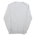 CALVIN KLEIN Mens Grey Patterned Wool Blend V-Neck Jumper L Soft Warm Comfort