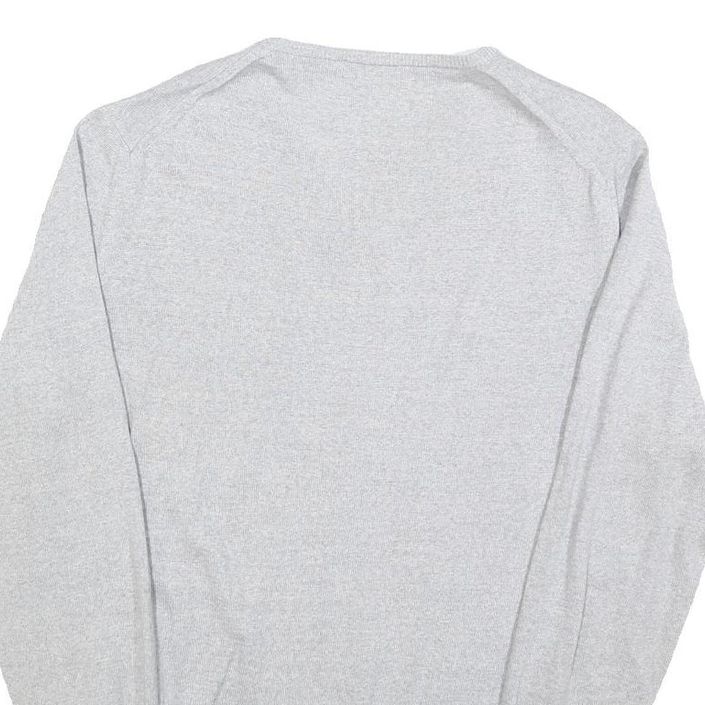 CALVIN KLEIN Mens Grey Patterned Wool Blend V-Neck Jumper L Soft Warm Comfort