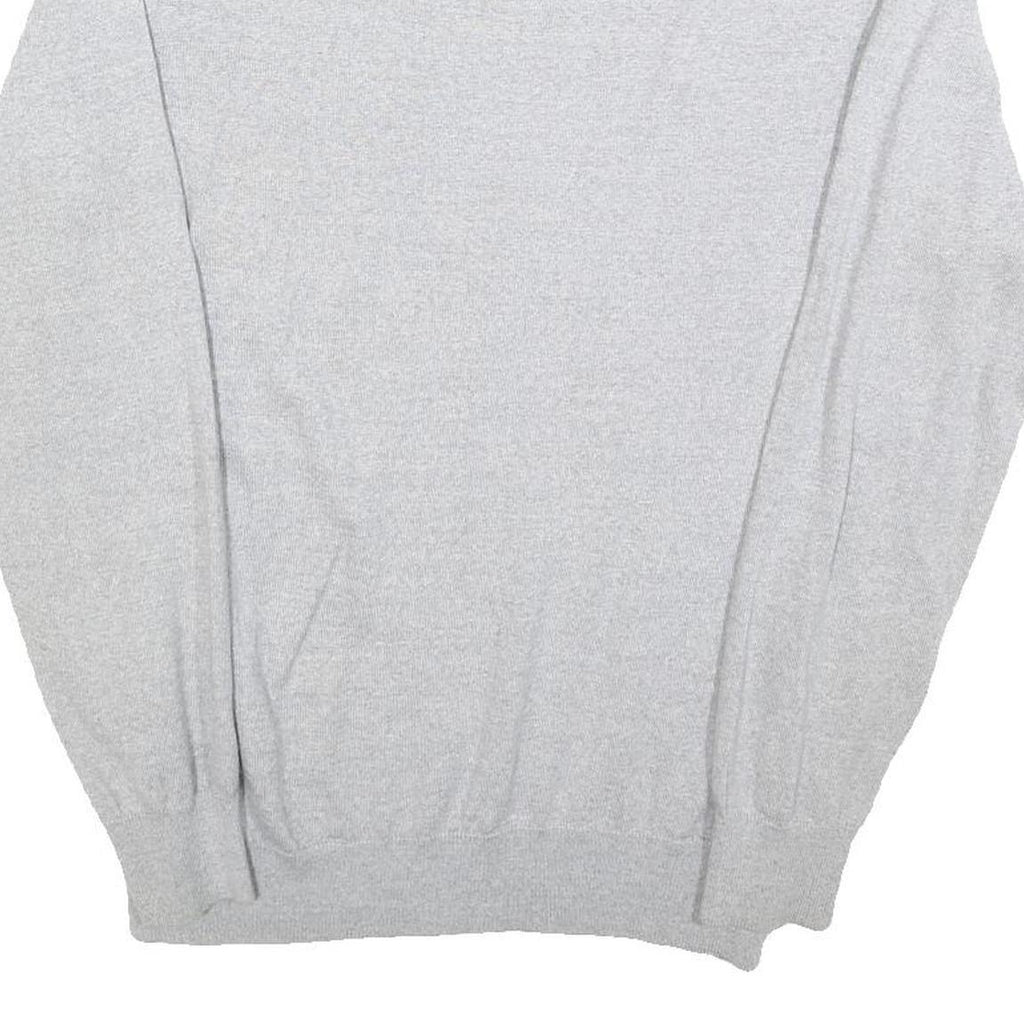 CALVIN KLEIN Mens Grey Patterned Wool Blend V-Neck Jumper L Soft Warm Comfort