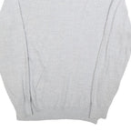 CALVIN KLEIN Mens Grey Patterned Wool Blend V-Neck Jumper L Soft Warm Comfort
