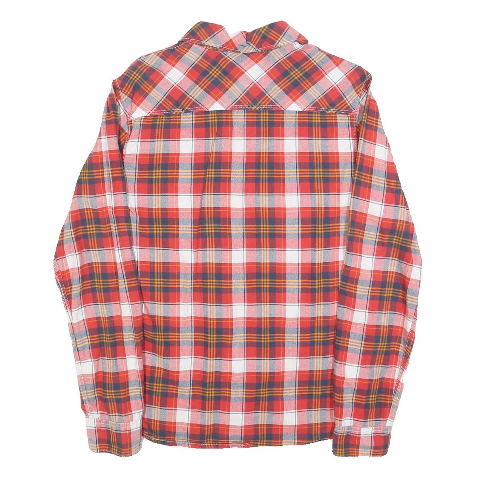 ANIMAL Mens Red & Orange Check Shirt S Casual Cotton Blend Lightweight Long