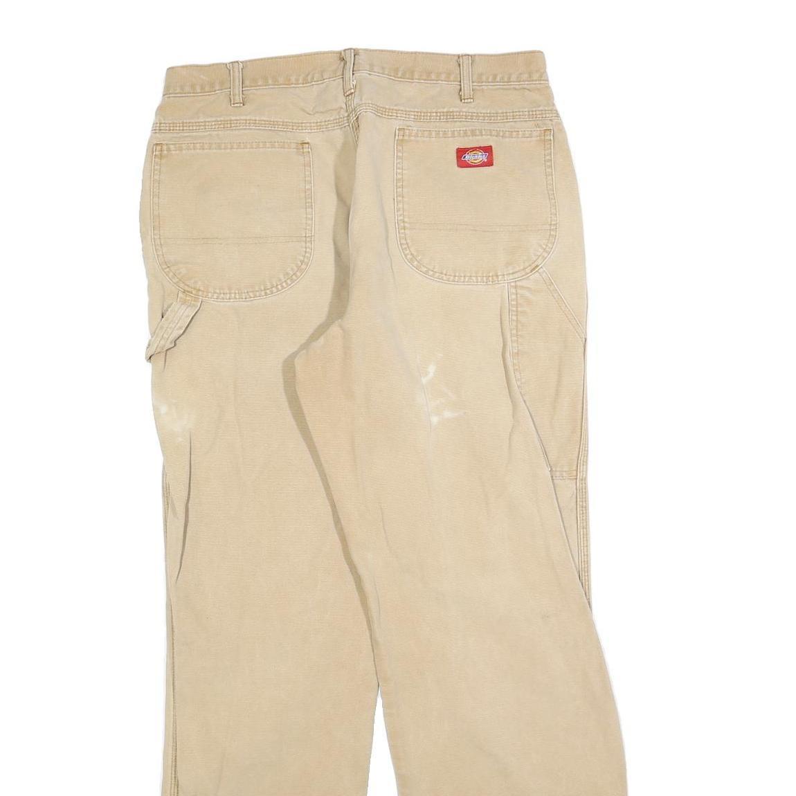 DICKIES Mens Regular Fit Jeans Beige Cotton Blend W36 L34 Workwear Utility Style