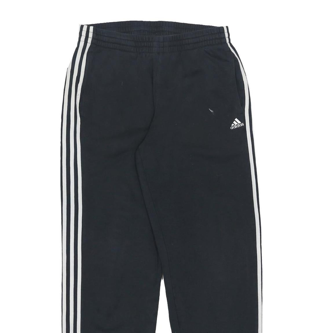 ADIDAS Mens Joggers Black & White Regular Tapered M W28 L30 Classic Cotton Blend