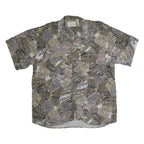 LERROS Mens Beige & Grey Pattern Shirt L Short Sleeve Casual Polyester Blend