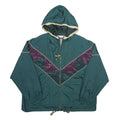 ACTIVE FRONTIER Womens Green & Purple Hooded Zip Nylon Jacket XL Shiny