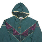 ACTIVE FRONTIER Womens Green & Purple Hooded Zip Nylon Jacket XL Shiny