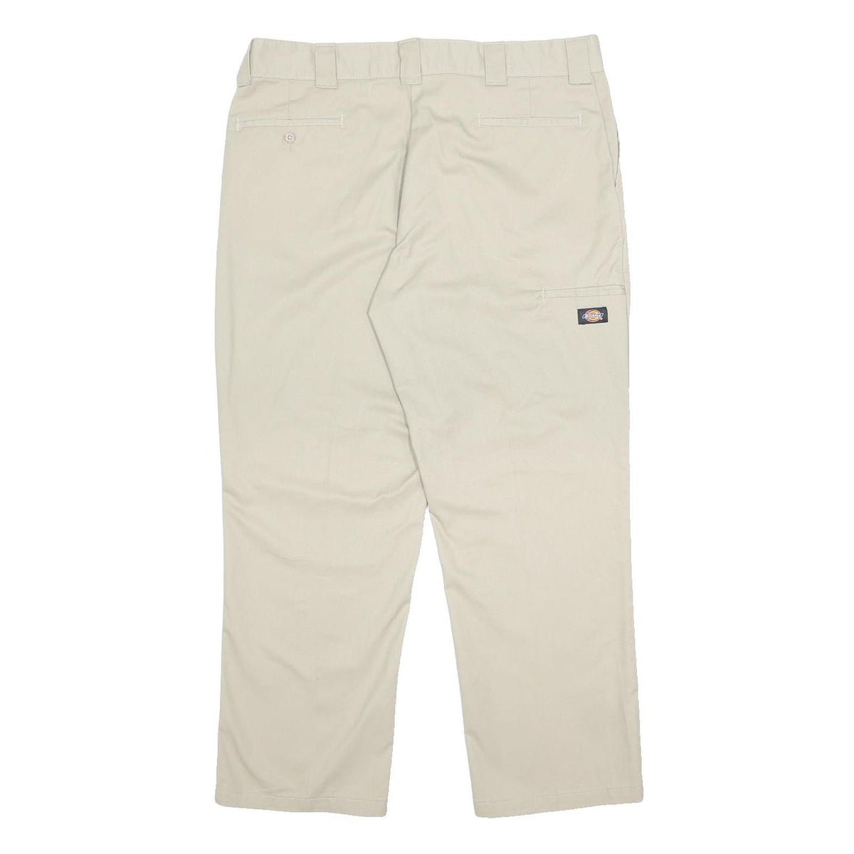 DICKIES Mens Cotton Blend Beige Regular Straight Trousers W40 L30 Workwear Zip