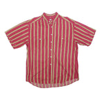 EDITH KUMAR Mens Red & Yellow Striped Casual Shirt L Button Down Collar Cotton