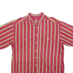 EDITH KUMAR Mens Red & Yellow Striped Casual Shirt L Button Down Collar Cotton