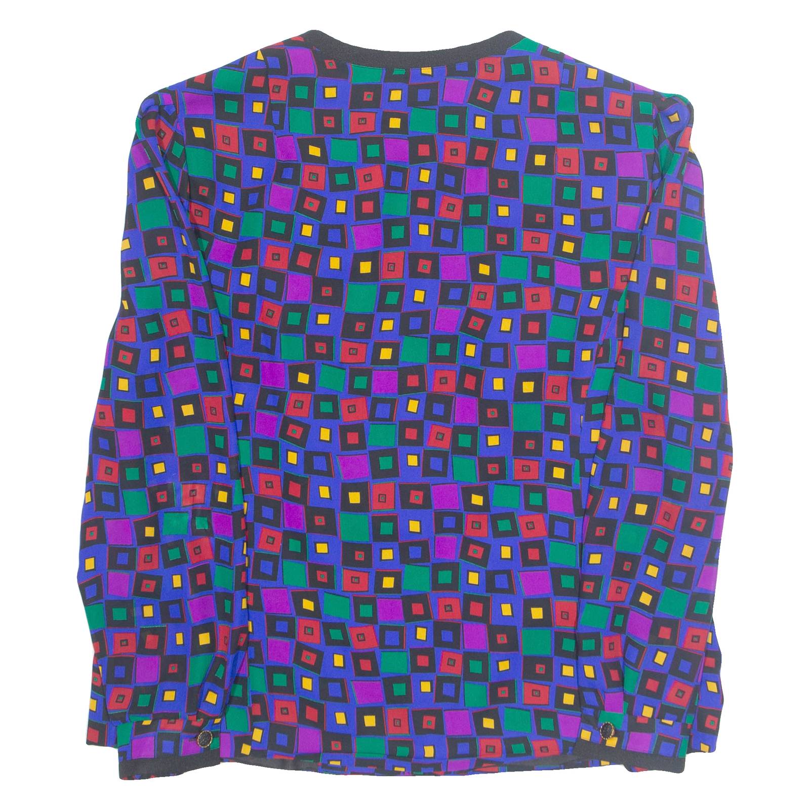 Womens Printed Blouse Purple Long Sleeve Check UK 16