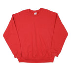 GILDAN Mens Red Cotton Blend Sweatshirt L Crew Neck Long Sleeve Plain Pullover