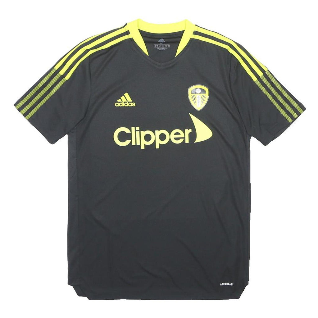 ADIDAS 2021-22 Leeds United Training Shirt Mens Black T-Shirt M Short Sleeve