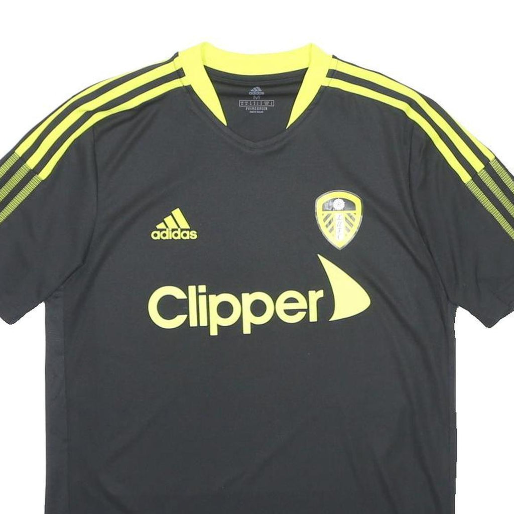 ADIDAS 2021-22 Leeds United Training Shirt Mens Black T-Shirt M Short Sleeve