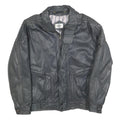 MANHATTEN CLUB Mens Black Leather Jacket S Zip Plain Soft Classic Casual