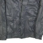 MANHATTEN CLUB Mens Black Leather Jacket S Zip Plain Soft Classic Casual