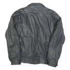 MANHATTEN CLUB Mens Black Leather Jacket S Zip Plain Soft Classic Casual