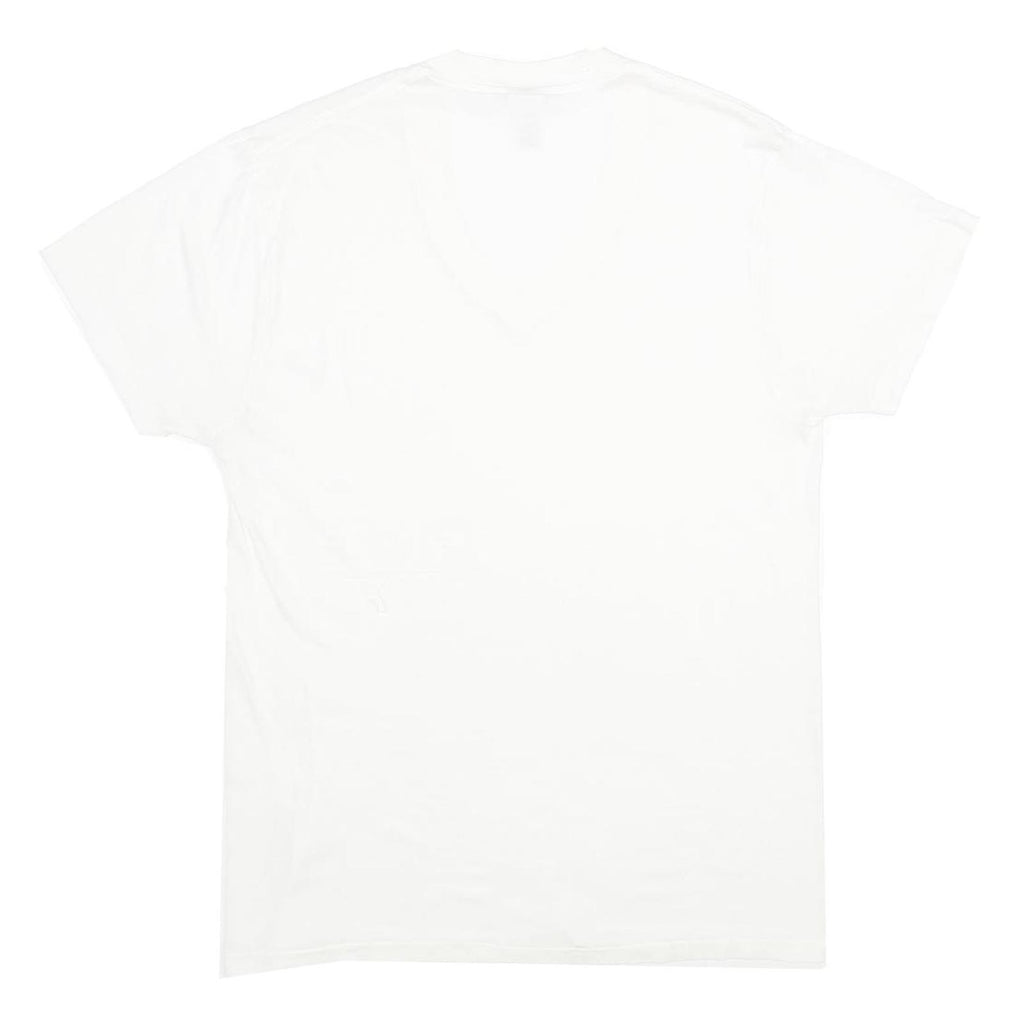 TOWNCRAFT Mens White V-Neck T-Shirt Cotton Blend L Short Sleeve Plain Classic