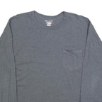 CHAMPION Mens Grey Long Sleeve T-Shirt Crew Neck Cotton Blend M Pocket Casual