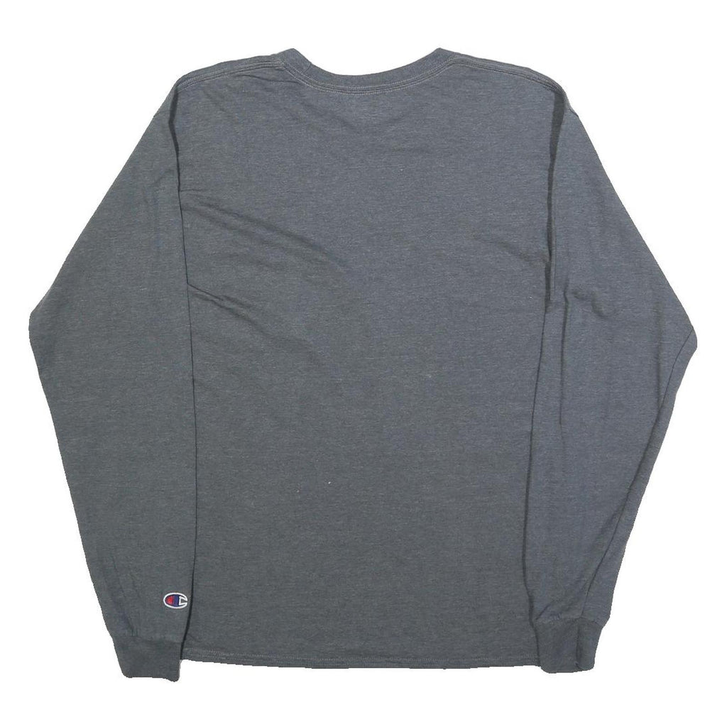 CHAMPION Mens Grey Long Sleeve T-Shirt Crew Neck Cotton Blend M Pocket Casual