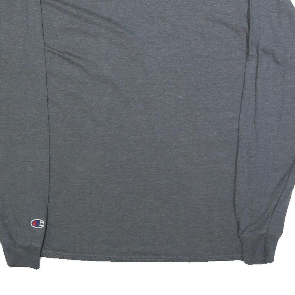 CHAMPION Mens Grey Long Sleeve T-Shirt Crew Neck Cotton Blend M Pocket Casual