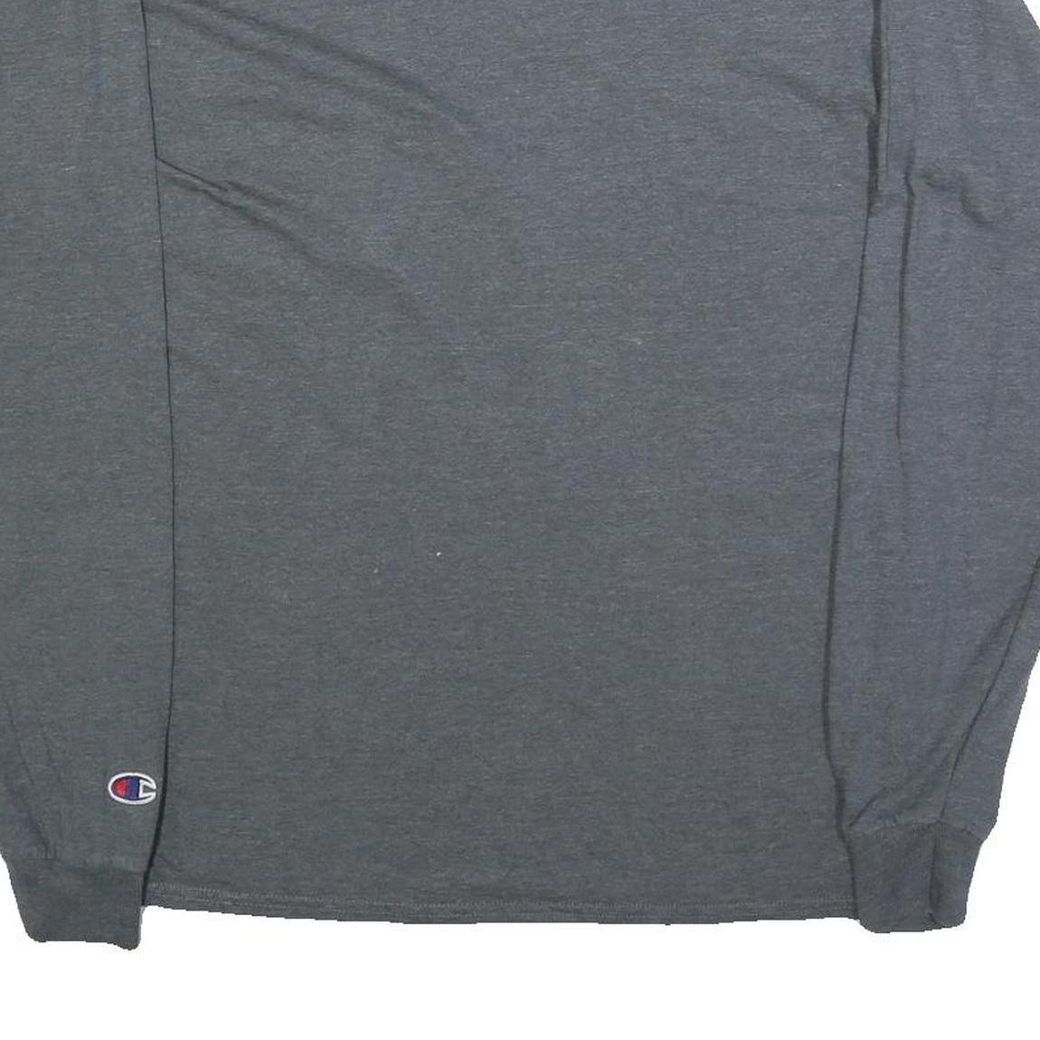 CHAMPION Mens Grey Long Sleeve T-Shirt Crew Neck Cotton Blend M Pocket Casual