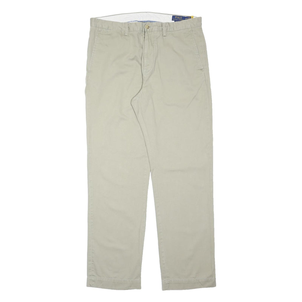 POLO RALPH LAUREN Mens Cotton Blend Beige Classic Straight Trousers W36 L32