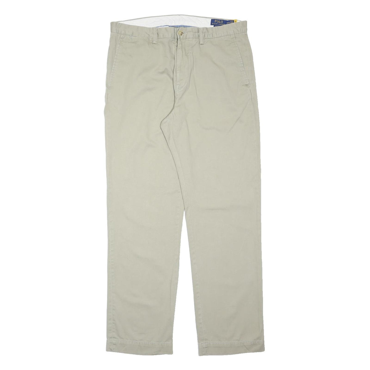 POLO RALPH LAUREN Mens Cotton Blend Beige Classic Straight Trousers W36 L32