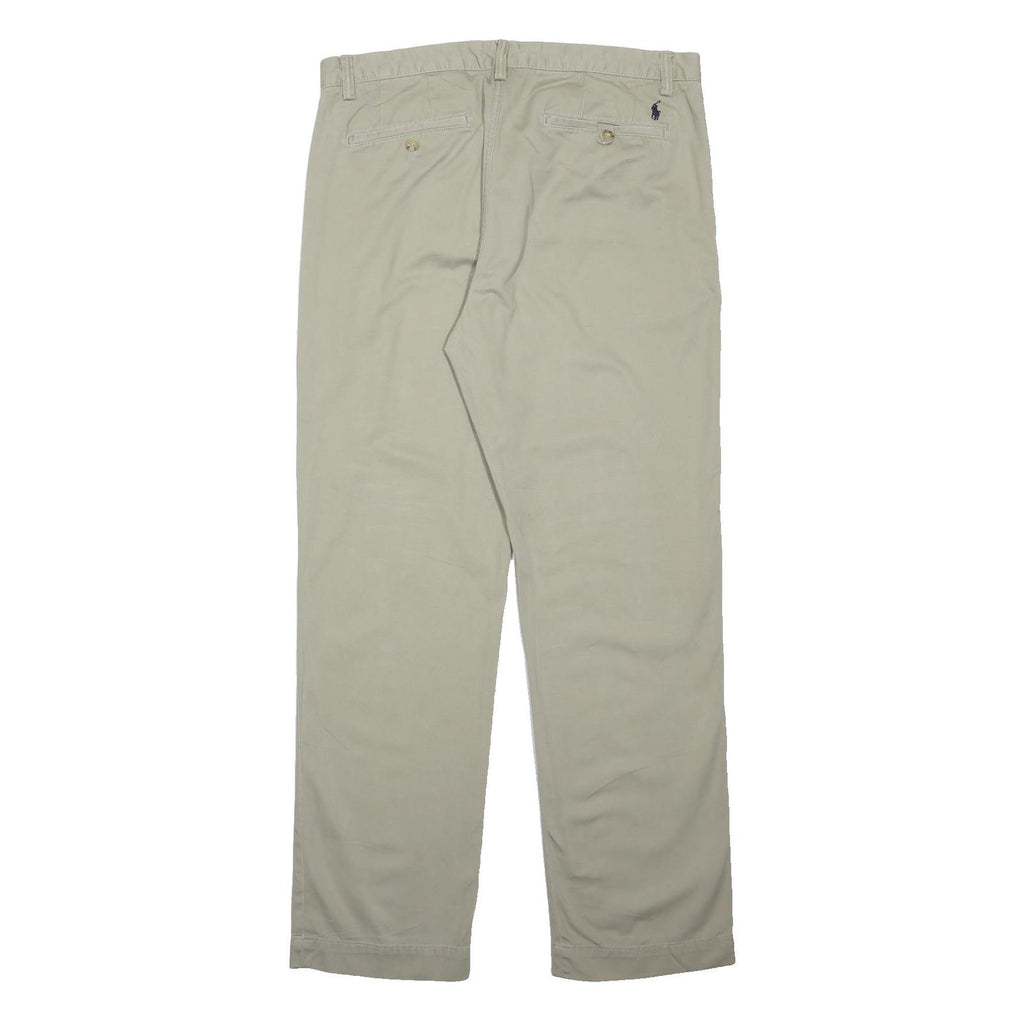 POLO RALPH LAUREN Mens Cotton Blend Beige Classic Straight Trousers W36 L32