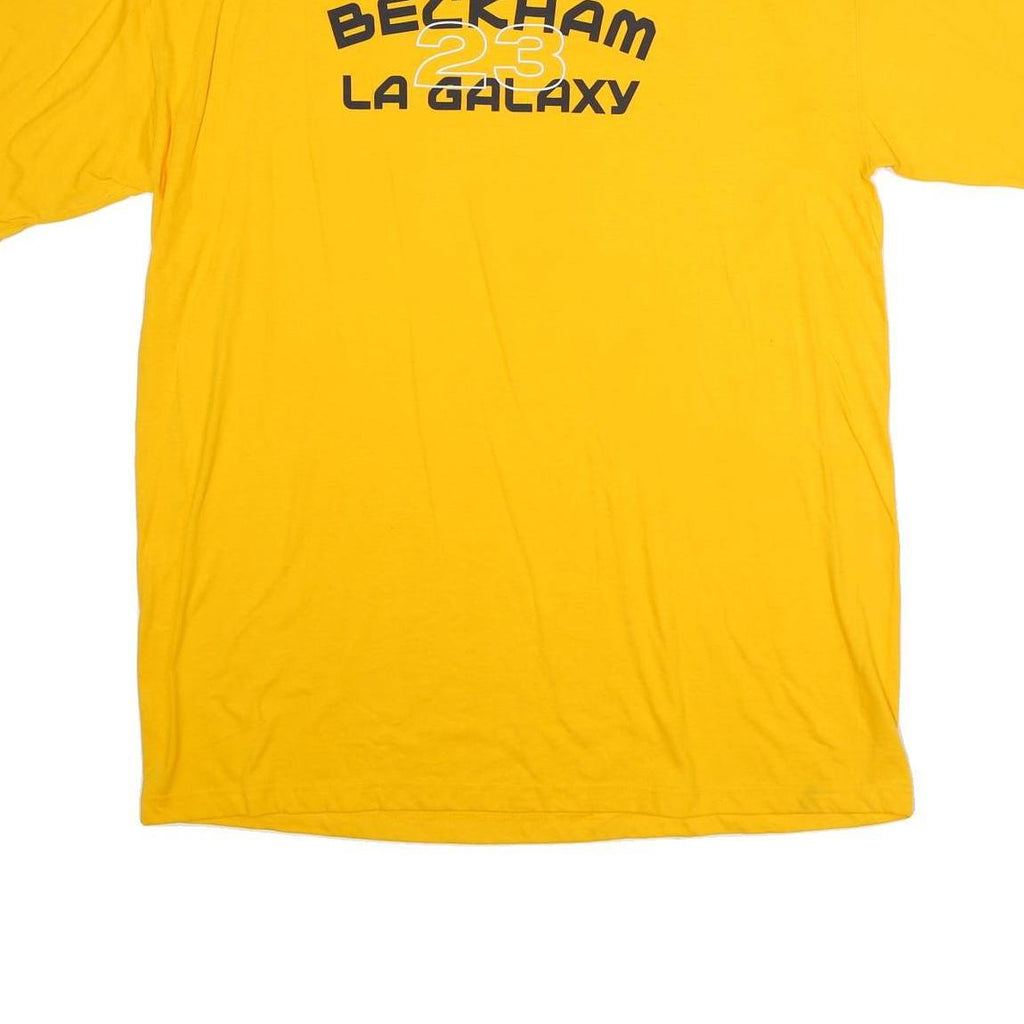 ADIDAS Mens Yellow Beckham 23 LA Galaxy Graphic T-Shirt XL Short Sleeve Crew