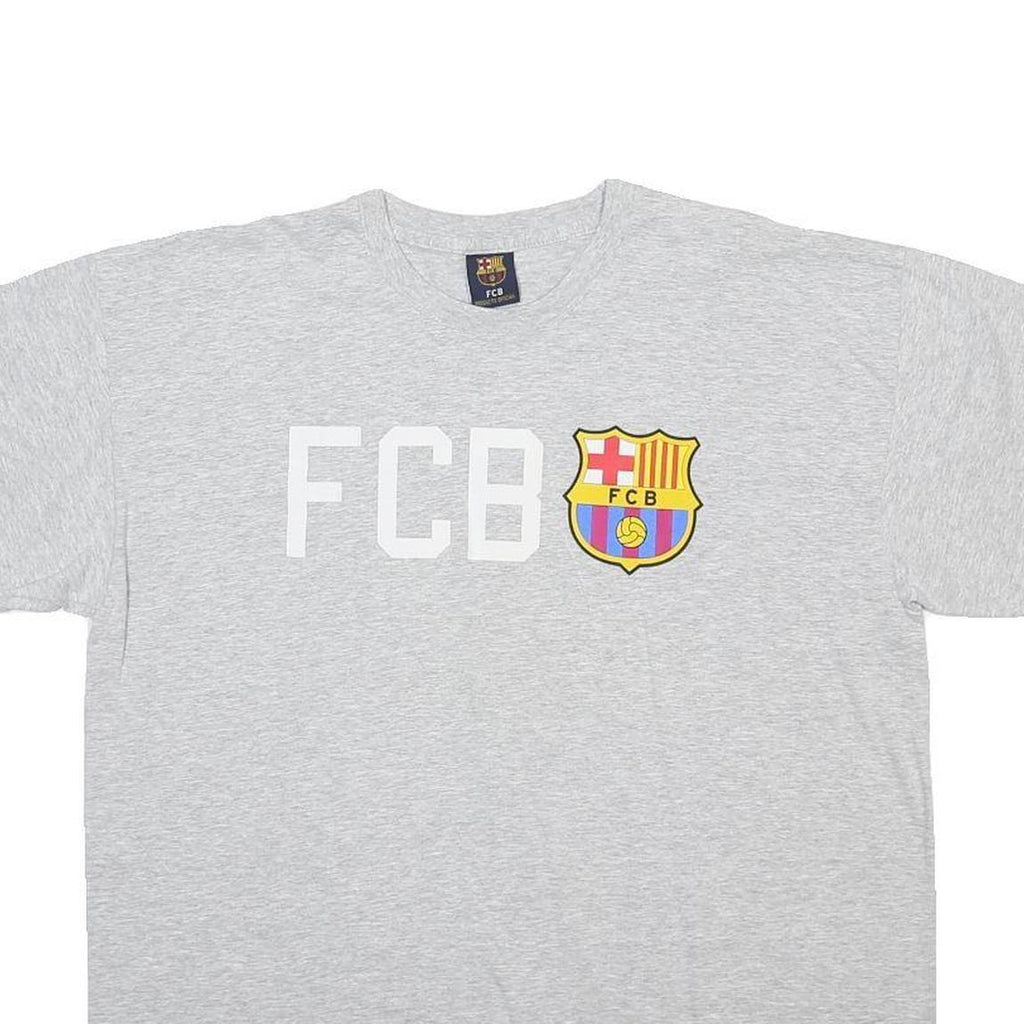 FCB Mens Grey Graphic T-Shirt XL Short Sleeve Crew Neck Football Casual