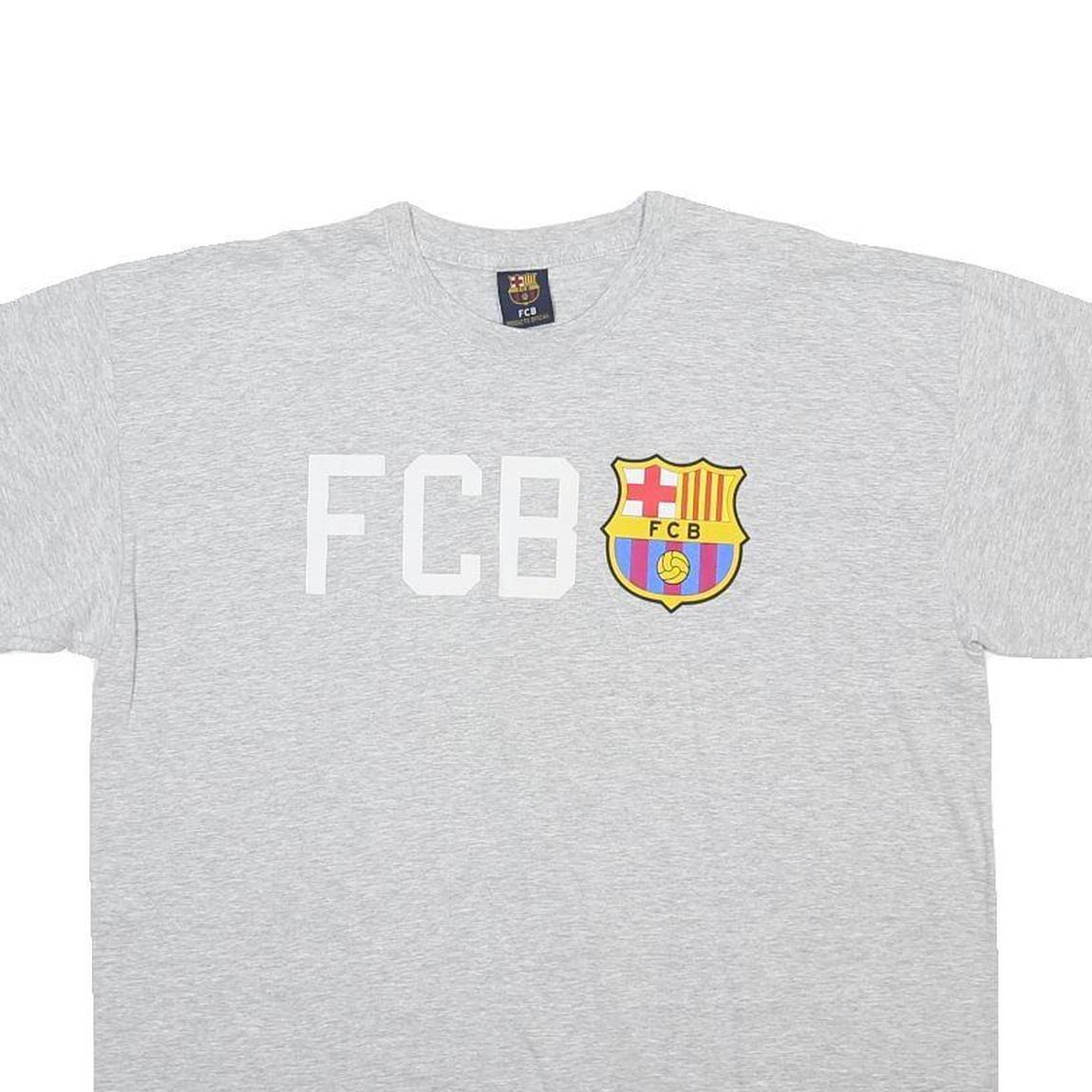 FCB Mens Grey Graphic T-Shirt XL Short Sleeve Crew Neck Football Casual