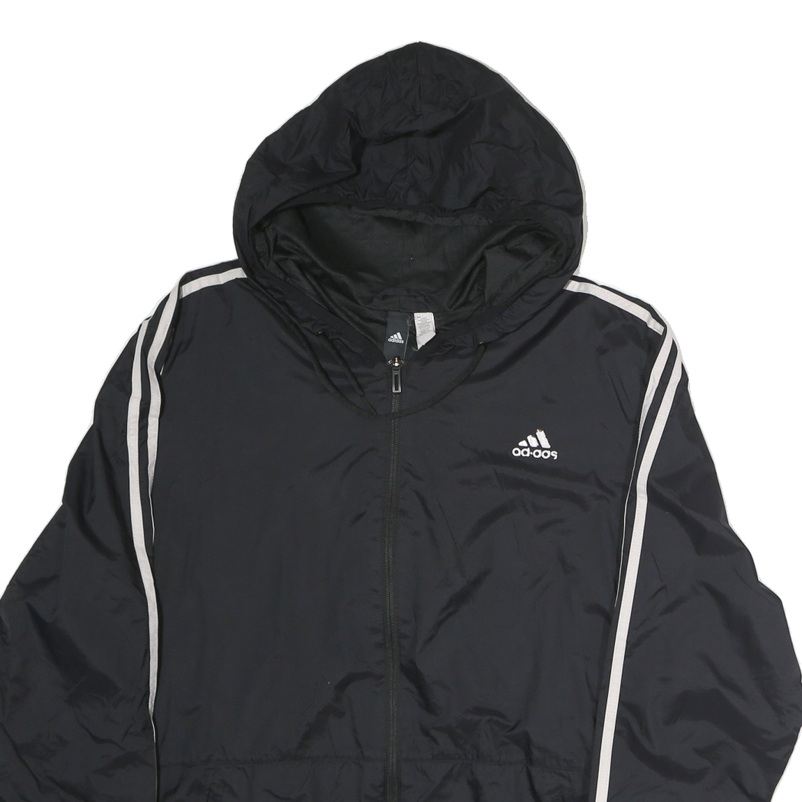 ADIDAS Mens Black Zip Hooded Track Jacket M Polyester Sportswear Casual