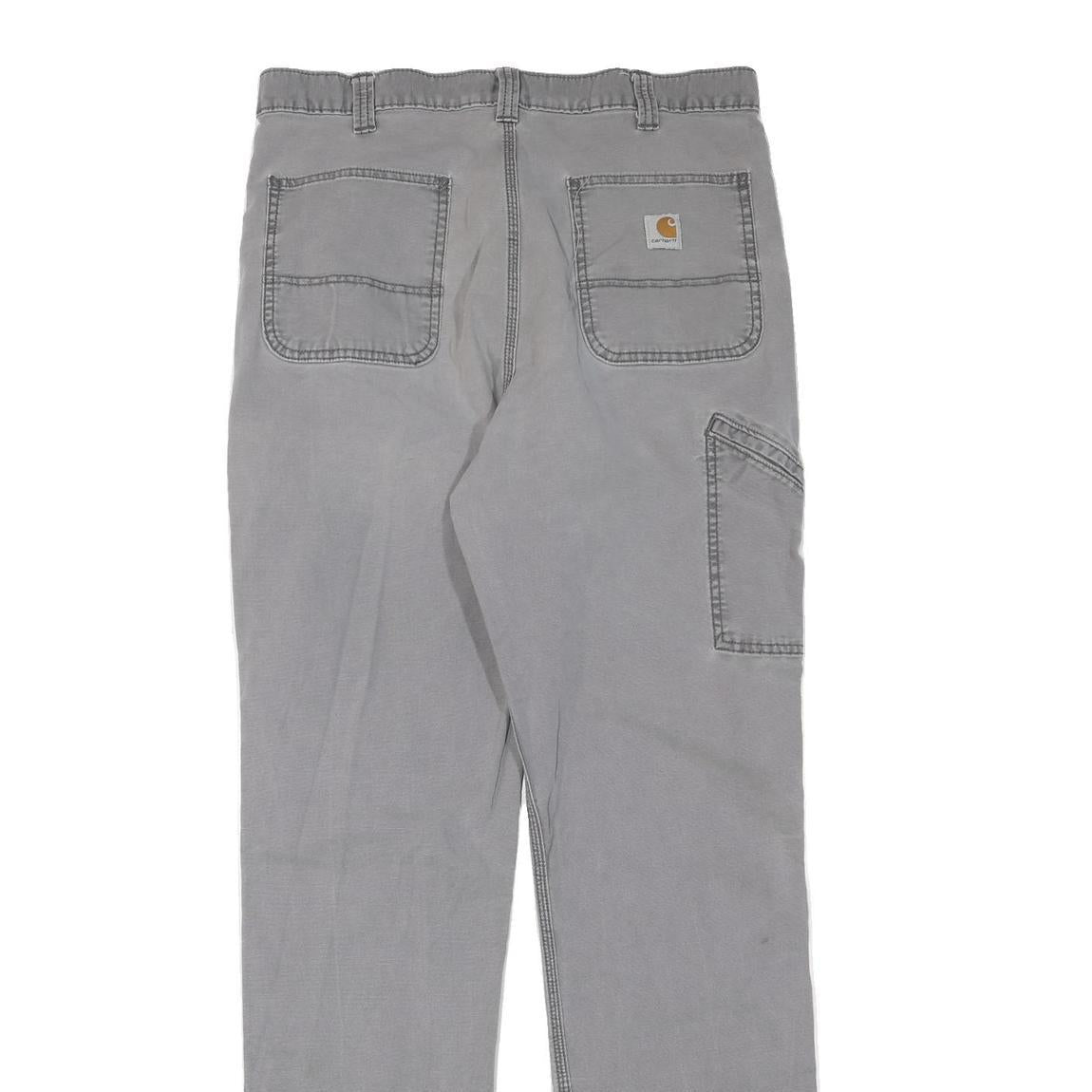 CARHARTT Womens Jeans Grey Regular Straight Denim W36 L36 Workwear Utility Zip