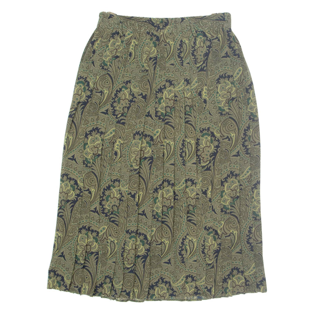 BARDEHLE Womens Pleated Skirt Green Midi Paisley M