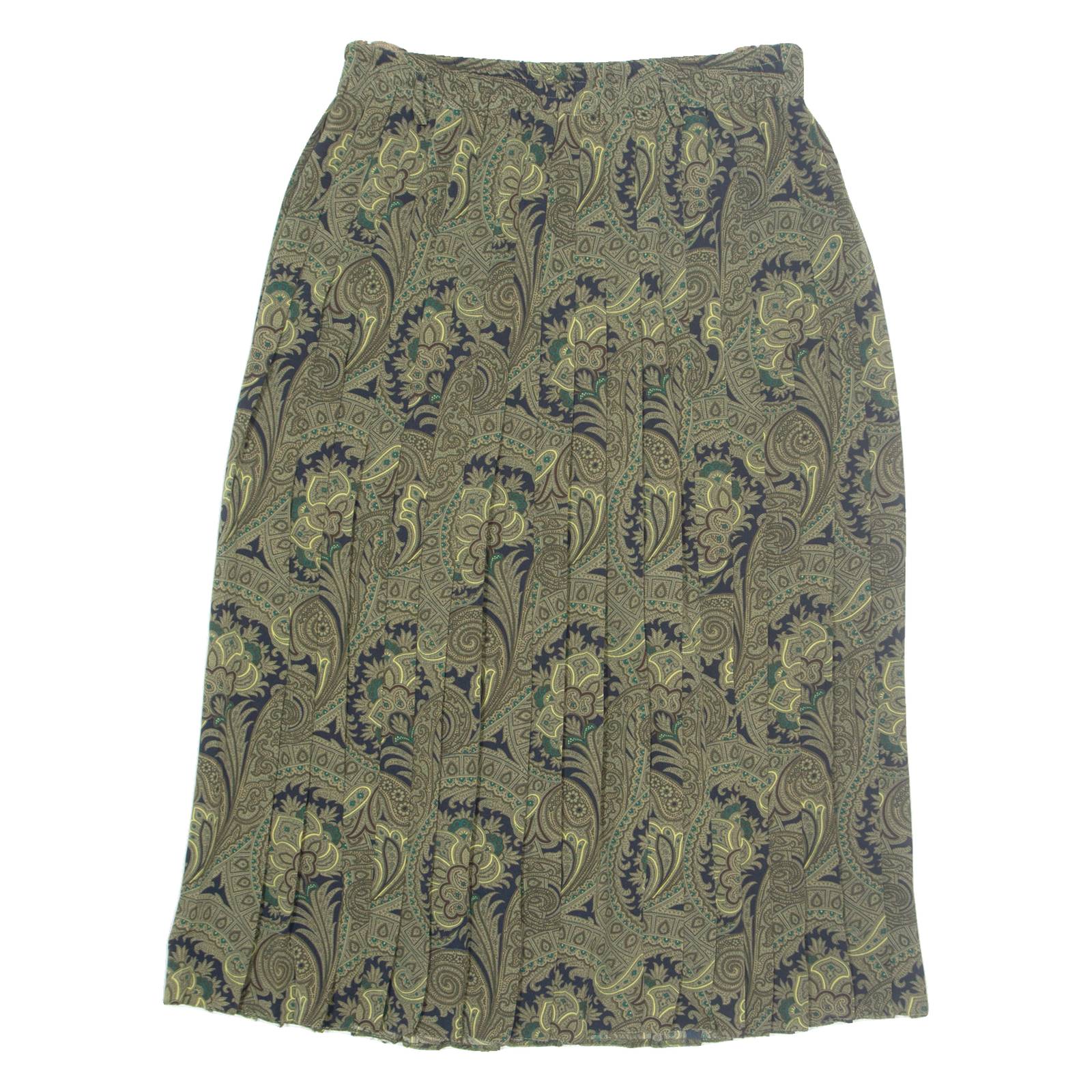 BARDEHLE Womens Pleated Skirt Green Midi Paisley M