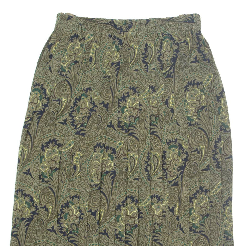 BARDEHLE Womens Pleated Skirt Green Midi Paisley M
