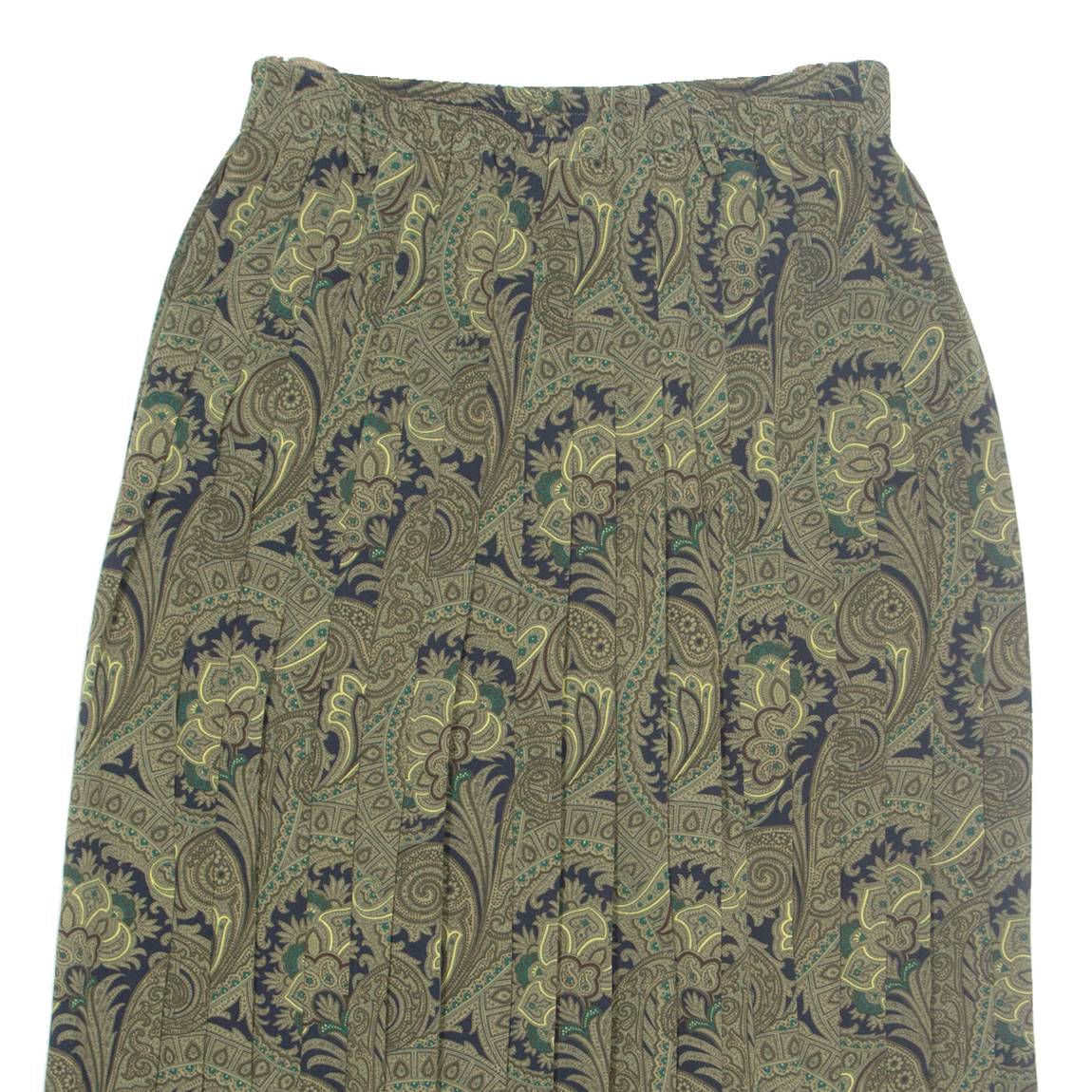 BARDEHLE Womens Pleated Skirt Green Midi Paisley M