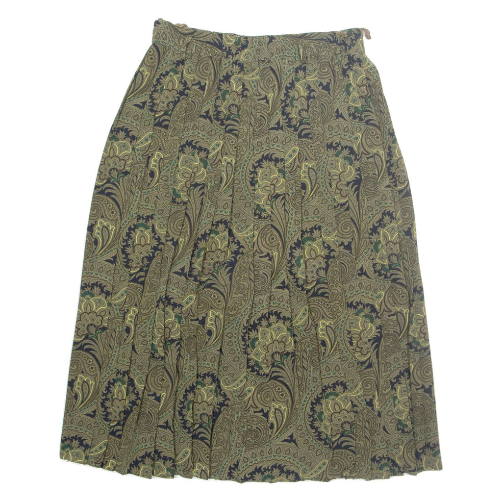 BARDEHLE Womens Pleated Skirt Green Midi Paisley M