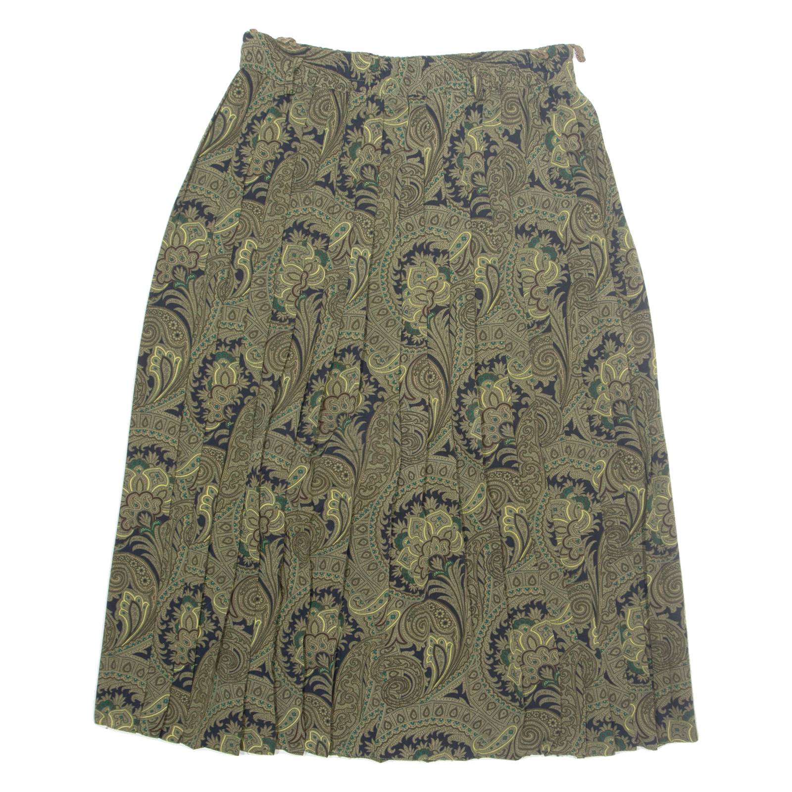 BARDEHLE Womens Pleated Skirt Green Midi Paisley M