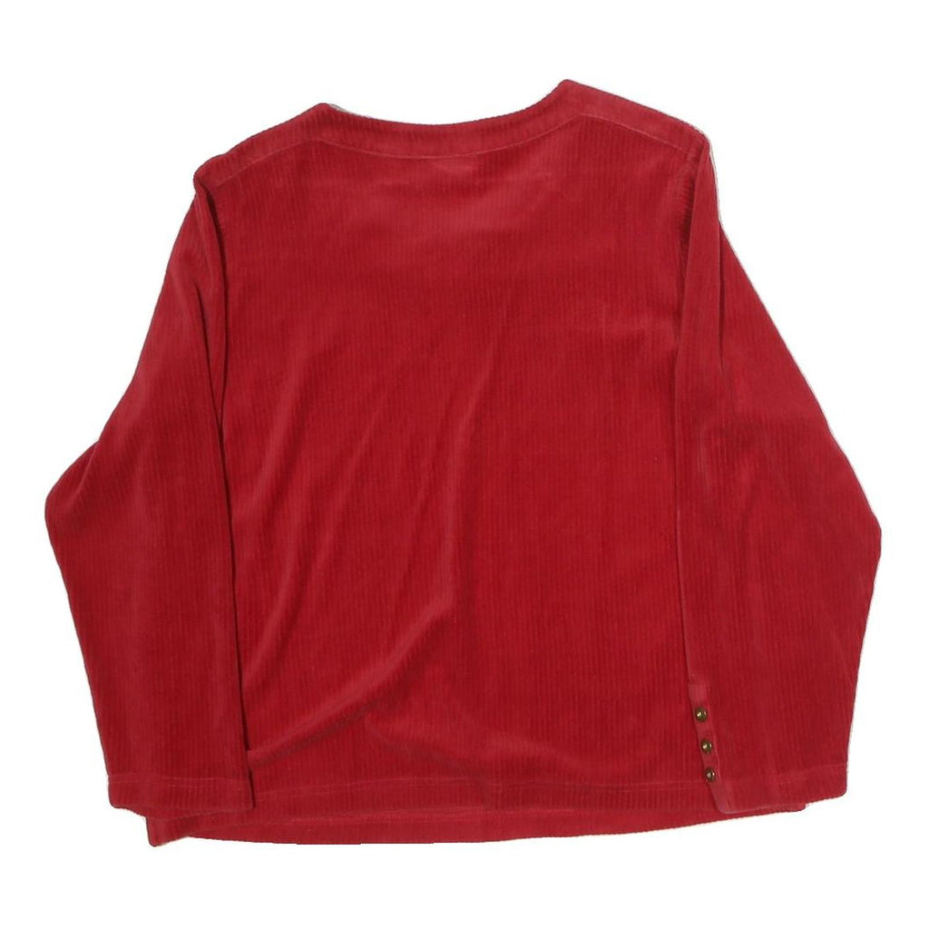 BONWORTH Womens Red Basic Top Long Sleeve Square Neck Buttons M Comfortable