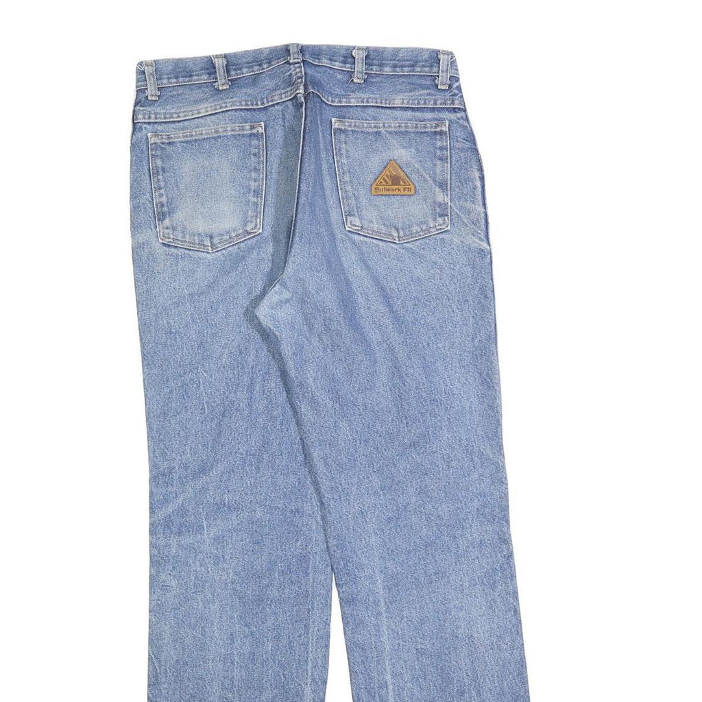 BULWARK Mens Regular Fit Blue Denim Cotton Blend Jeans W34 L34 Workwear Zip