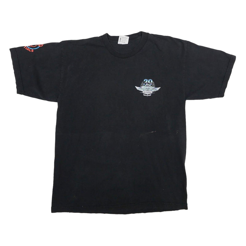 BAYSIDE Mens Black Graphic T-Shirt L Short Sleeve Crew Neck Car Print