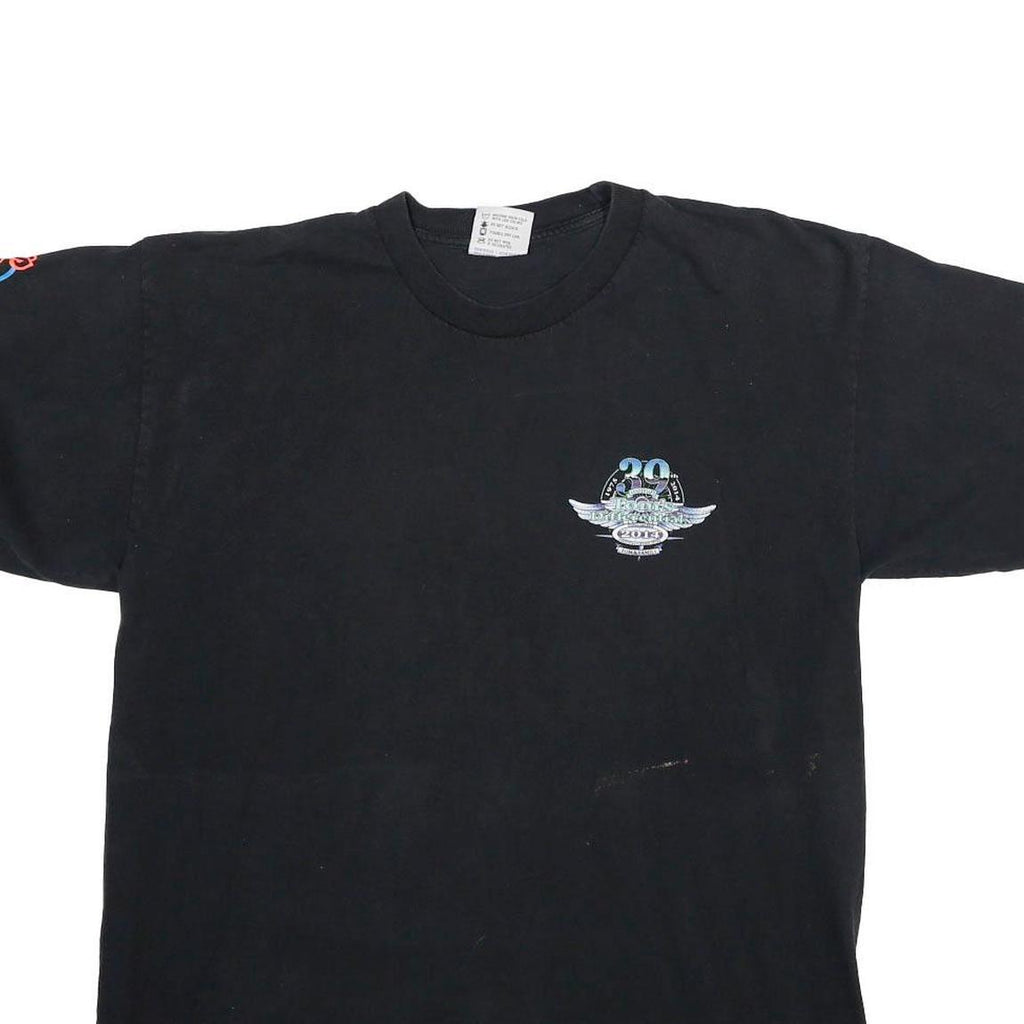 BAYSIDE Mens Black Graphic T-Shirt L Short Sleeve Crew Neck Car Print