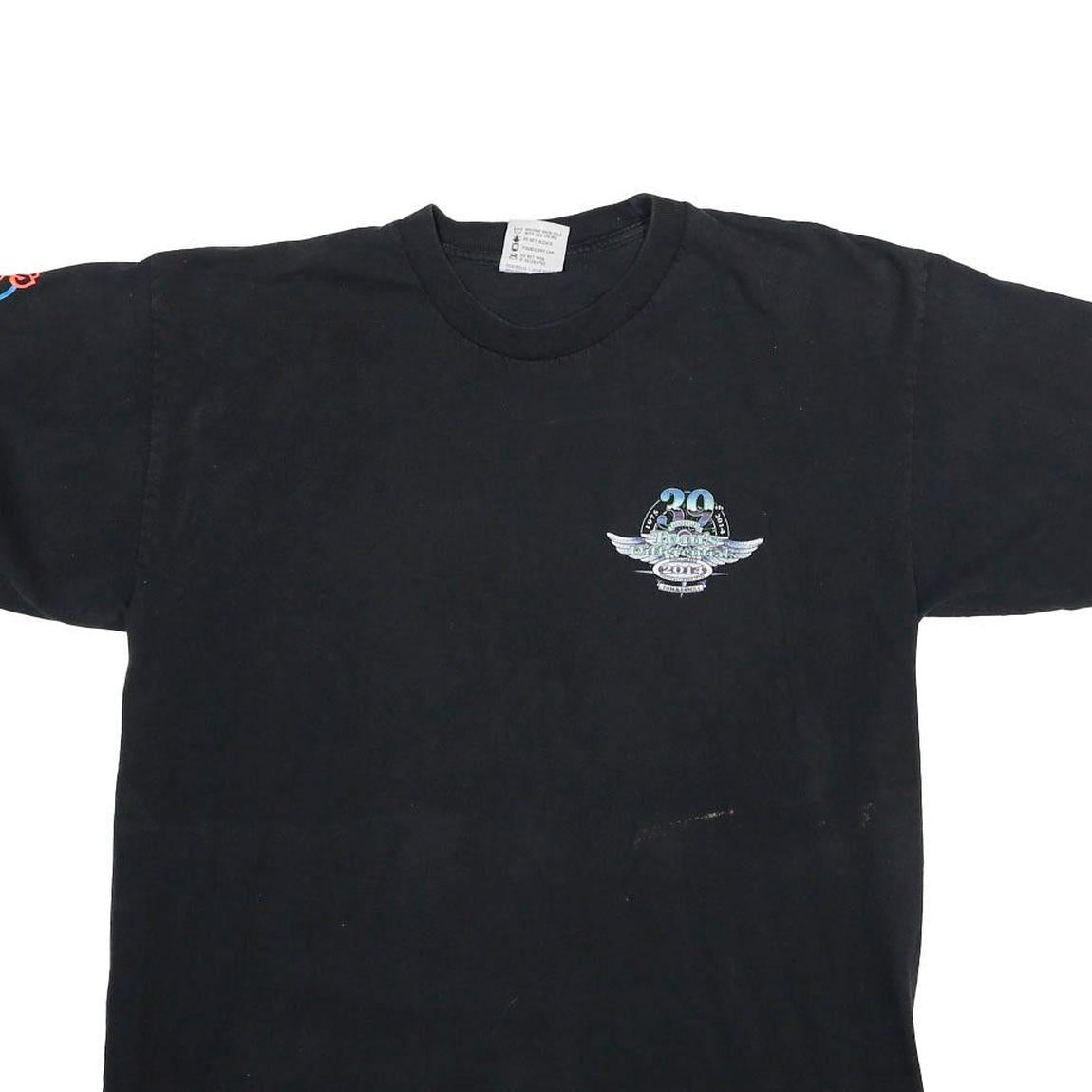 BAYSIDE Mens Black Graphic T-Shirt L Short Sleeve Crew Neck Car Print