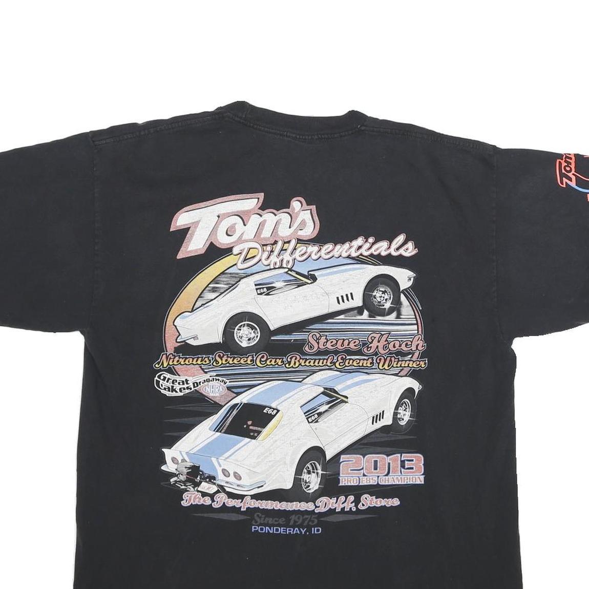 BAYSIDE Mens Black Graphic T-Shirt L Short Sleeve Crew Neck Car Print